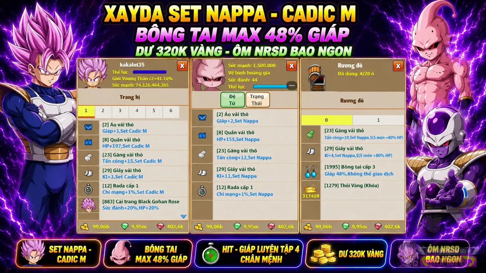 Xayda Set Napa - Cadic M - Bông Tai Max 48% Giáp - Dư 320k Vàng - Ôm Nrsd Bao Ngon