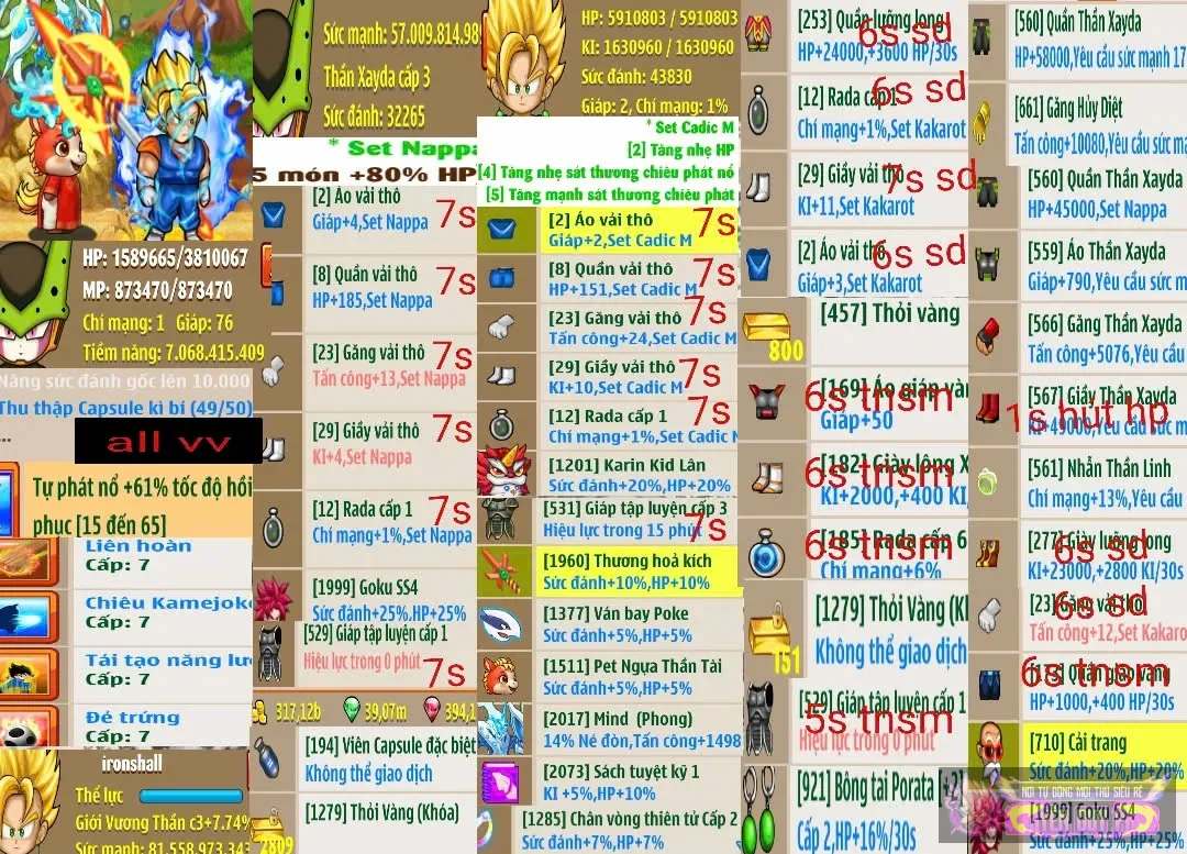 xayda sec cadic M vs Nappa 7s pk ct linh thú đầy đủ giá rẻ
