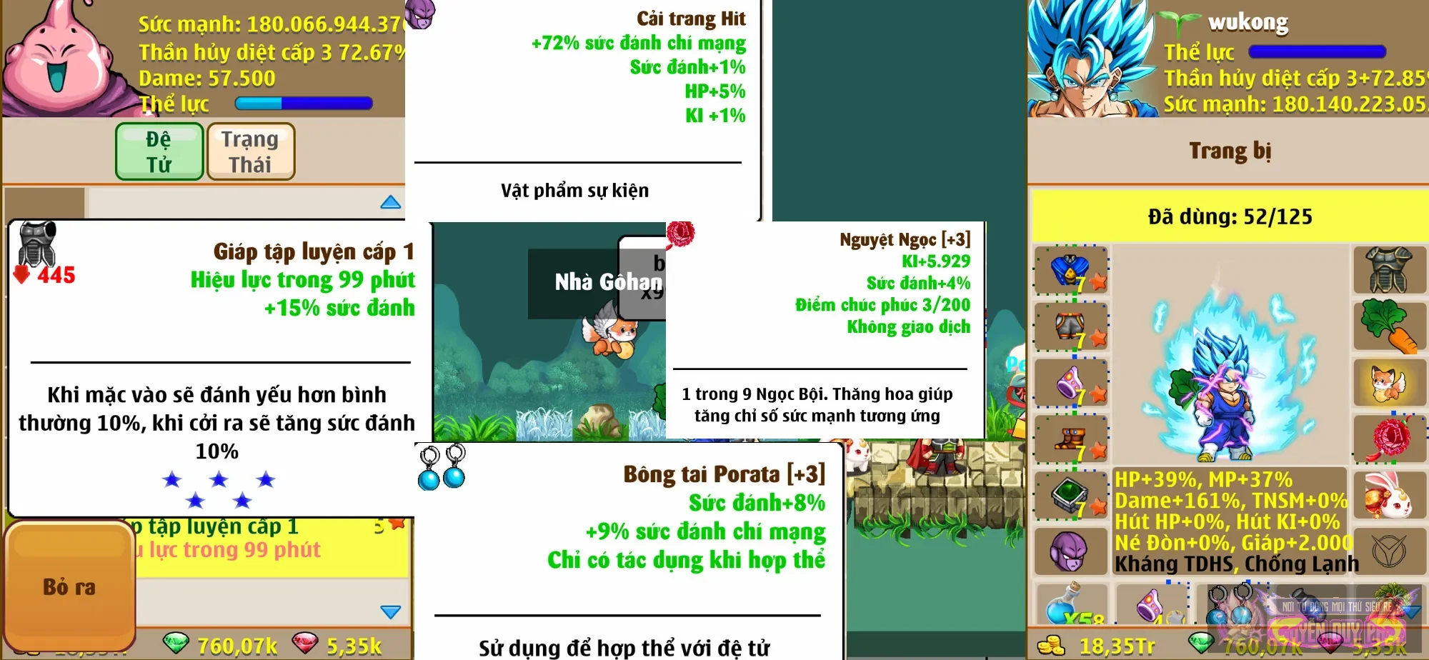 Trái Đất Full 7 Sức Đánh
Bông Tai Cấp 3 2 Dòng Sức Đánh
Ngọc Bội Sức Đánh
Hit 72% Vĩnh Viễn
Đệ Bư Max Chỉ Số Có GLT 5s Sức Đánh
Đã qua Cold